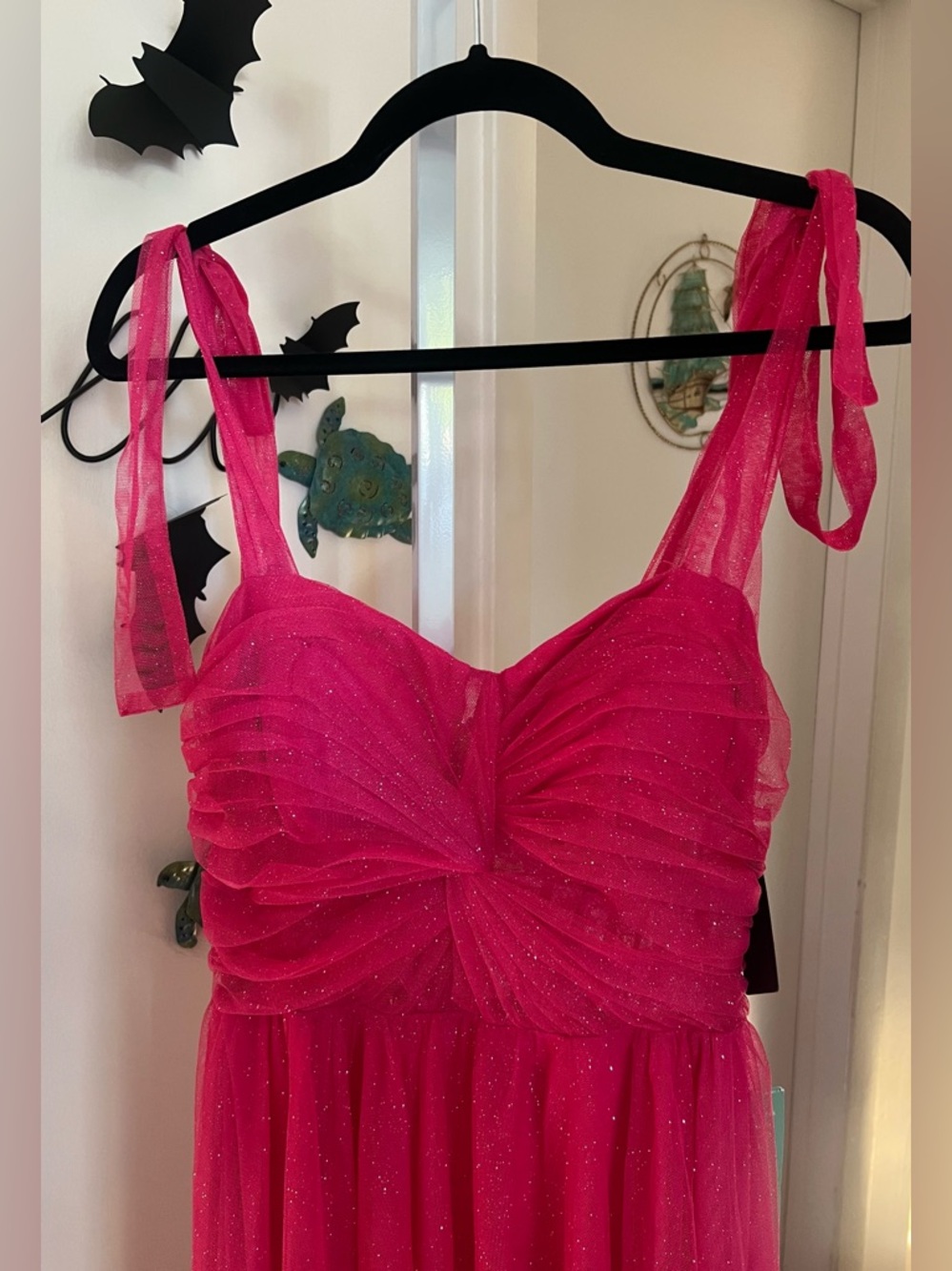 NEW City Triangle Hot Pink Shimmery Prom Wedding Party Formal Ball Gown Dress 9 - Picture 3 of 12